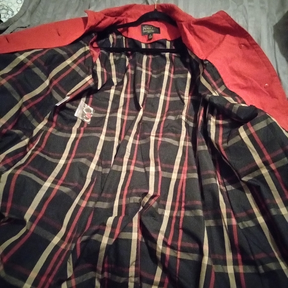 Pendleton Knee Length Trench Coat Sizr Large Red - Picture 12 of 12